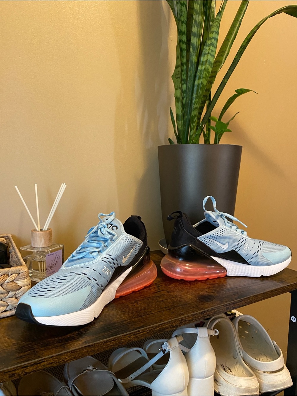 Nike Air Max 270 Light Blue Sneakers with Coral Air Bubble